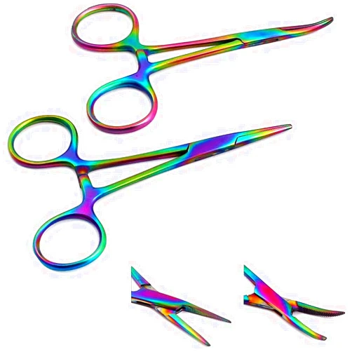 WellnessD'Light Set of 2 Multi Color Rainbow Mosquito Hemostat Forceps 3.5