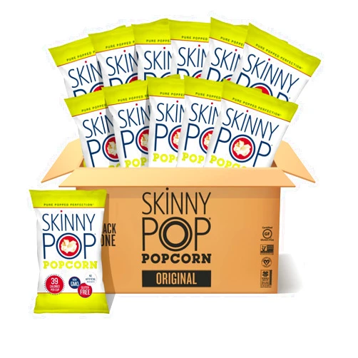 SkinnyPop Popcorn, Gluten Free, Dairy Free, Non-GMO, Healthy Snacks, Skinny Pop Original Popcorn, 4.4oz Grocery Size Snack Bags (pack of 12)