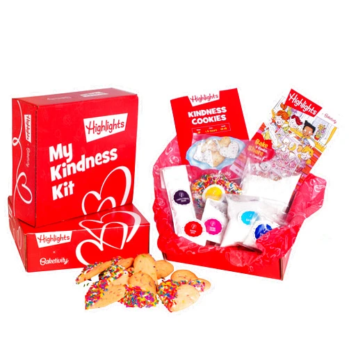 Baketivity Kids Baking Kit by Baketivity + Highlights Magazine Booklet | Kindness Themed Baking Set for Kids | DIY Arts and Crafts Kids Baking Set | Heart Shaped Sprinkle Cookies | Kosher