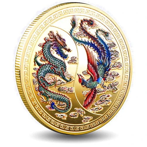 Gimilang Prosperity Brought by The Chinese Loong and The Phoenix Lucky Coin Lottery Ticket Scratcher Tool - Chinese Good Luck Charms Challenge Coin
