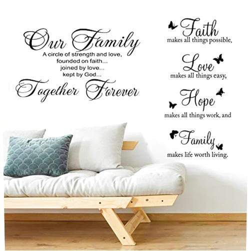 Zonon 2 Sheets Bible Verse Wall Decals Wall Stickers Faith Hope Love Family Inspirational Wall Stickers Bible Verse Scripture Motivational Sayings Sticker for Home Classroom Living Room Wall Decor(Classic)