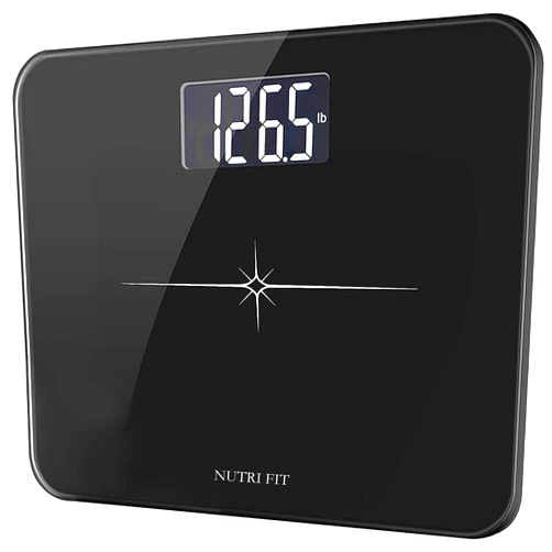 NUTRI FIT Extra-Wide/Ultra-Thick Digital Body Weight Bathroom Scale with 3 Inch Large Easy Read Backlit LCD Display Max Capacity 400lb Step-on Technology, Black