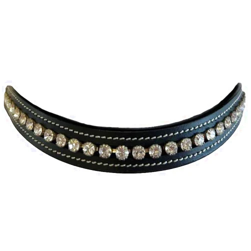 Equitem Clear Crystal Bling Wave Leather English Browband