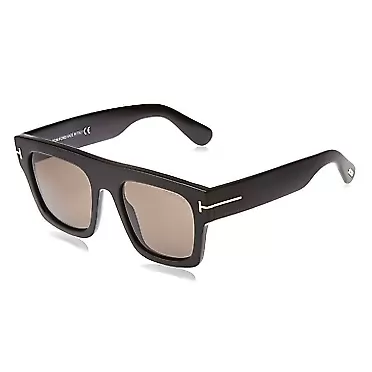 Tom Ford FT0711 01A Shiny Black Fausto Square Sunglasses Lens Category 3 Size 5