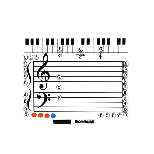 Music Tools Lady Kits Grand Staff Dry Erase Magnetic Music Theory Board with 35 Note Magnets and Marker (9 x 11.5 Inches) - Piano Teaching Tool, Music Staff Whiteboard, Keyboard Practice Aid