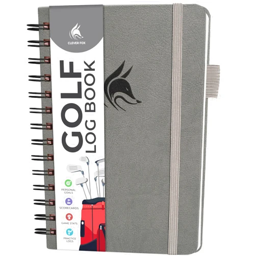 Clever Fox Golf Log Book – Small Training & Scorecard Journal – Pocket Notebook – Golf Practice Accessories & Gifts Ideas for Men (Gray)