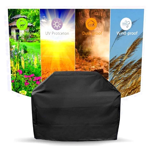 Malu1 BBQ Grill Cover ,Waterproof BBQ Cover, Heavy Duty Gas Grill Cover for weber,Brinkmann, Char Broil, Holland and Jenn Air(UV & Dust & Water Resistant, Weather Resistant, Rip Resistant ） (Black) (57