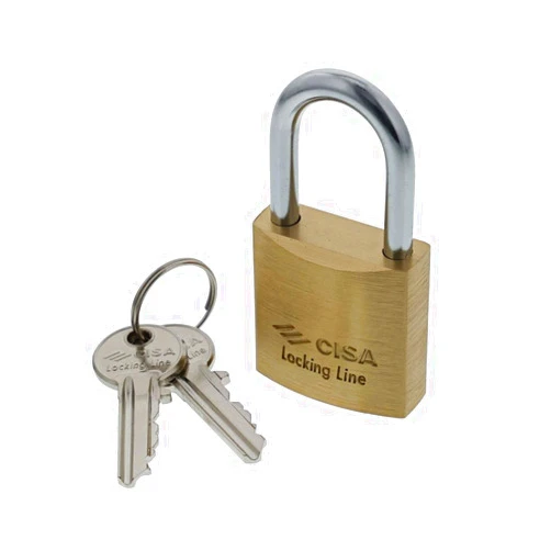 CISA Locking Line, Long Shackle Brass Padlock, Gold, 21011300
