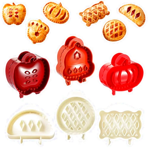 AOLIUP Mini Hand Pie Molds for Baking - 6 Pcs Dough Presser Pocket Pie Molds - One Press Hand Pie Maker Set for Thanksgiving Christmas Party Potluck