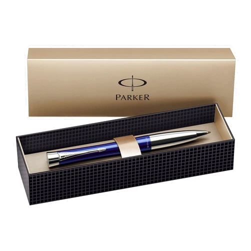PARKER Urban Chrome Trim Ballpoint Pen with Medium Nib - Fashion Blue, Gift Boxed