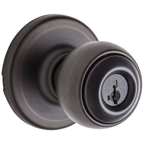 Kwikset Polo Entry Door Knob with Lock and Key, Secure Keyed Handle Exterior Doorknob, Front Entrance and Bedroom, Venetian Bronze, Pick Resistant SmartKey Rekey Security