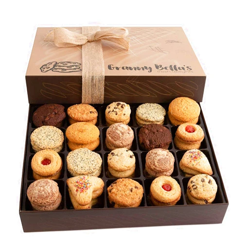 GRANNY BELLA'S FRESH DELIGHTS Cookie Gift Baskets, 52 Gourmet Assorted Cookie Gifts, Prime Candy Box Ideas, Milk Chocolates Gifts Men Family Food Delivery for Women Him Her Mom Daughter Wife Kids