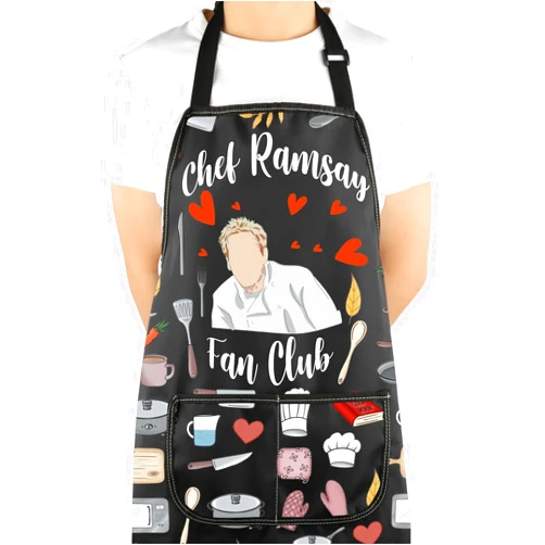 VAMSII Cook Show Gift Chef Ramsay Fan Club Apron With Pockets Chef Ramsay Fan Kitchen Gift