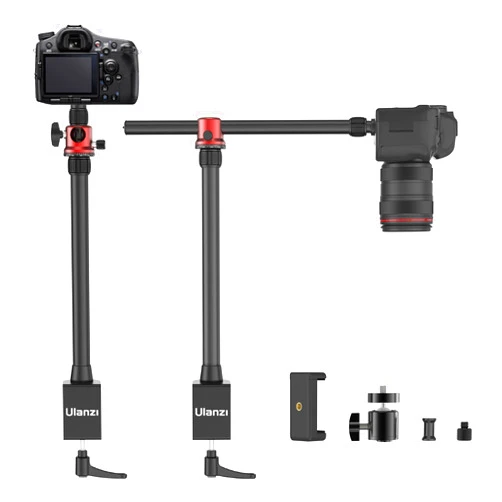 jusmo MT-88 Overhead Camera Mount Desk Stand Phone Holder for Video Recording, Horizontal/Vertical Switching, Aluminum 4-Sections Light Stand for DSLR, Cameras, Phones, Lights, Max Load 13.23Ibs