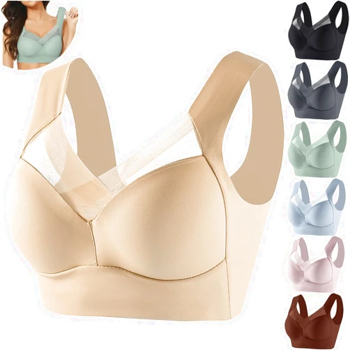 Generic Seamless Sexy Push Up Bras for Older Women Wireless Posture Correcting Bra with Support Bra for Seniors