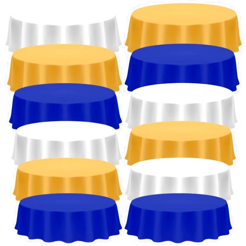 Amylove 12 Pcs Happy Hanukkah Party Tablecloth Decorations, Round Plastic Jewish Chanukah Party Table Cover Backdrop Banner for Hanukkah Jewish Festival Holiday, 84 Inch, Blue White Gold