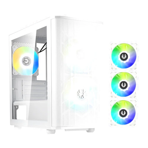 BitFenix Nova Mesh mATX (Micro ATX, Mini ITX) High Airflow PC Gaming Case ARGB Edition White, 3 x ARGB Fans Pre-Installed, 240mm AIO Support at Top, GPU Length Support Up to 345mm (Micro ATX White)