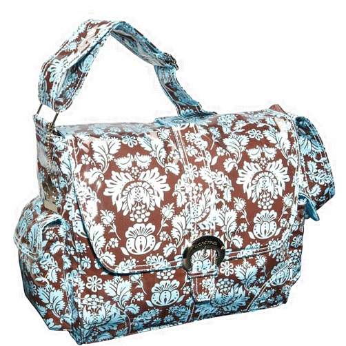 Kalencom Laminated Buckle Bag, Toile Chocolate/Blue