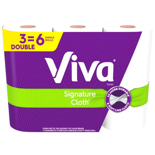 Viva Signature Cloth Paper Towels, 3 Double Rolls, 94 Sheets per Roll