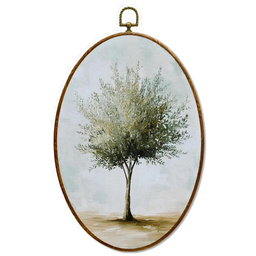 JQF Vintage Olive Tree of Peace Oval Wall Art, Modern Still Life Christian Canvas Wall Art, Bible Verse Botanical Framed Prints Hanging Decor for Church Home Bedroom Living Room, 8.5x11.5 Inch
