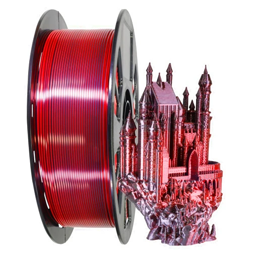 OEM MIKA3D 3D Printing Silk PLA Shiny Red Black 2 Colors in 1 Coextrusion 3D Filament, 1.75mm 1KG Dual Bicolor Double Colors 3D Printer Material Widely Support for Printers