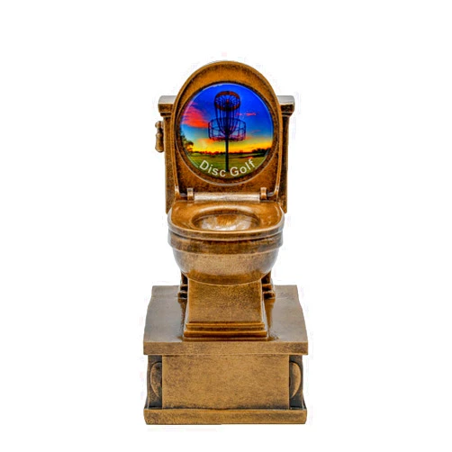 Decade Awards Gold Toilet Bowl Action Pedestal Trophy - 7 Inch Tall - 1st 2nd 3rd, Bowling, Chili Cook Off, Cornhole, Disc Golf, Golf, Last Place, March Madness, FFL, Poker - Plate On Request