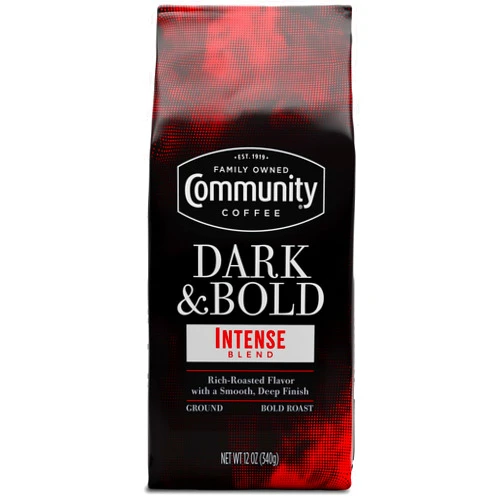 Community Coffee Dark & Bold Intense Blend, Dark Roast Ground Coffee, 12 Ounce Bag (Pack of 1)