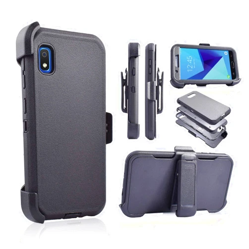 6-goodeals Galaxy A10E Case with Built in Screen Protector Shockproof Protection Case Cover with Belt Swivel Clip and Kickstand for Samsung Galaxy A10e 5.8inch (Black)