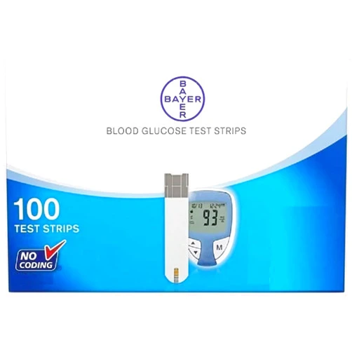 Generic Test Strips Made for Blood Glucose Testing, Compatible with Bayer Glucometer only 100 nos, White
