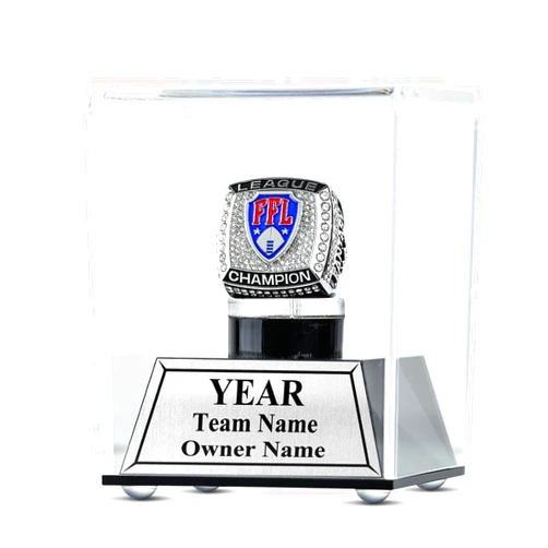 TrophySmack Custom Ring Case, Fantasy Football Ring Display Case with Engraving - Floating