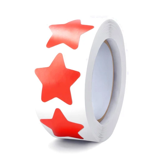 Meitaat Red Star Stickers Roll 1 Inch Self-Adhesive Stars Labels Waterproof Removable for Children Teacher Business 500 PCS