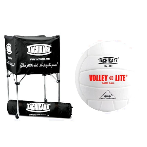 Tachikara BIK-SP Portable Ball Cart (Black) & Volley-Lite® SV-MN Indoor Vol