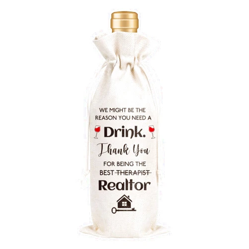 Wxiben Realtor Gifts for Women Men - Gifts for Realtors at Closing Realtor Wine Bag Gift Real Estate Agent Gifts Closing Gifts for Sellers Thank You Gift for Realtor Wine Bag for Real Estate Agent