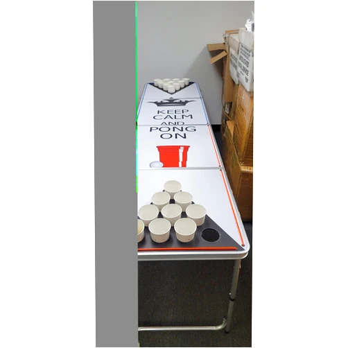 6-goodeals 6goodeals 8 FT Folding Beer Pong Table with Cup Holes & Safety Lock, Portable Beer Game Table Height Adjustable Lightweight with Cup Holders, Upgraded Stability Pong Game Tables (White)