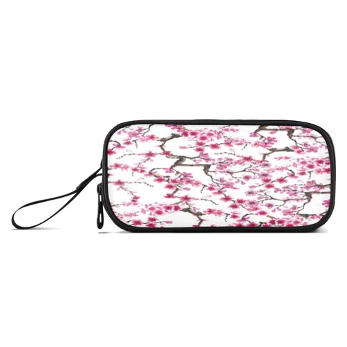 ALAZA Cherry Blossom Flowers Watercolor Pencil Case Large Capacity,Pencil Pouch Office College School Large Storage Pen Bag 3 Compartment Pencil Cases for Adults School Teen Girl Boy School Students