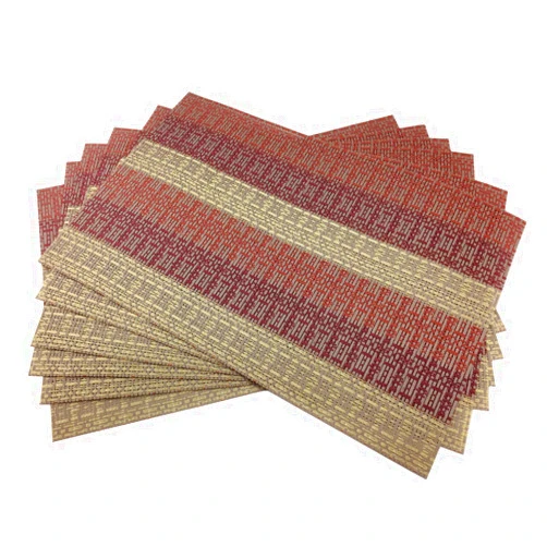 Gugrida Placemats Set of 6 for Kitchen Dining Table Mats PVC Crossweave Vinyl Placemat Heat Resistant Washable (6,Red)