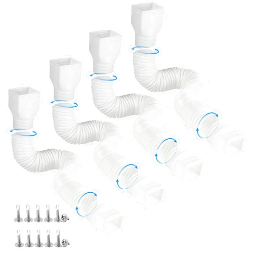 Plusgutter 4 Pack Rain Gutter Downspout Extensions Flexible, Drain Downspout Extender,Down Spout Drain Extender, Gutter Connector Rainwater Drainage,Extendable from 21 to 68 Inches(White)