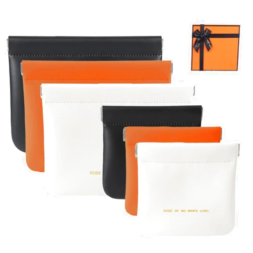 Yhwocd small makeup bag for purse, snap closure leather organizer pouch,New lipstick pouch, portable mini storage bag,Two sizes Coin Purse Organizer Storage Pouch