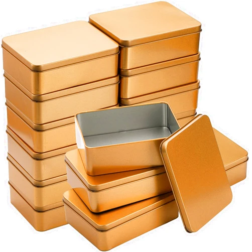 Peohud 16 Pack Rectangular Tin Boxes with Lids, Empty Hinged Tins, Metal Storage Organizer Tins for Candy, Treats, Gifts, Favors and Crafts
