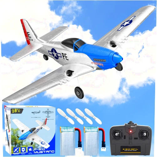 28°C 28℃ Remote Control Airplanes,2.4Ghz 2CH RC Plane Toy Gift for Kids & Adults,Remote Control Plane for Beginners with Gyro Stabilization System (BLUE)