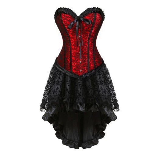 Kranchungel Corset Dress Halloween Costumes: Women Steampunk Corset Skirt Renaissance Corset Dress Burlesque for Themed Party