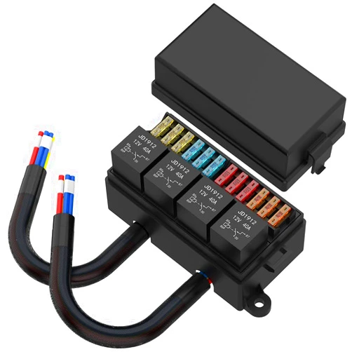 Malictele Relay Box, Malictele 12V Fuse Relay Box Pre-Wired Fuse Block with 4 Relays and 12 Way ATC/ATO Fuses Sealed Relay Panel Waterproof Relay Box for Cars Trucks Marine Boat