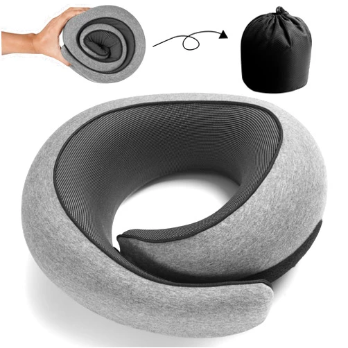 KFXFENQ Travel Pillow,Travel Neck Pillow, 360°Memory Foam Neck Pillow Airplane, Travel Pillows for Airplanes, Airplane Pillow, Soft Airplane Neck Pillow Stowable U-Shaped Pillow (Grey)
