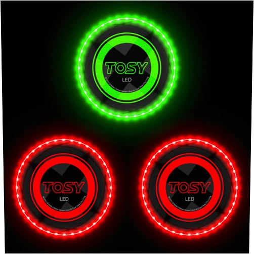 TOSY Bundle of 3-2X Red + Green - Flying Disc 36 LEDs, Super Bright, Smart Modes, Auto Light Up, Rechargeable, Cool Fun Christmas, Birthday & Camping Gift for Men/Boys/Teens/Kids, 175g Frisbee