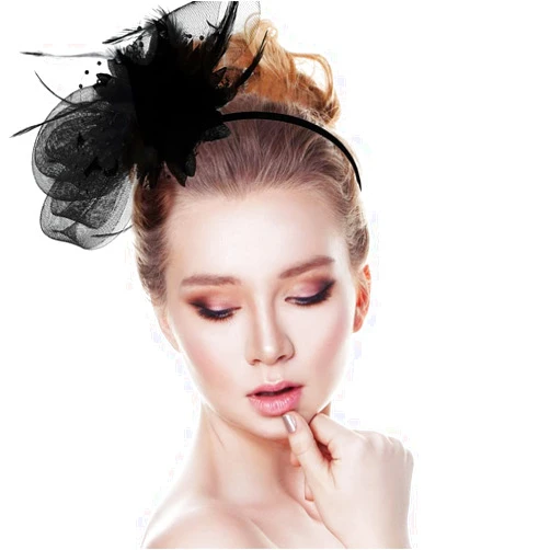 Urieo Fascinators for Women Tea Party Flower Headband Cocktail Mesh Feathers Hair Clip