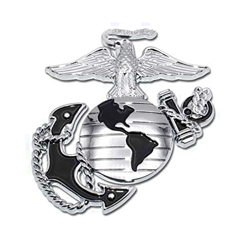 Elektroplate Officially Licensed Premium U.S. Marine Corps Eagle Globe Anchor Insignia Black/Chrome All Metal Emblem for Cars, Trucks, and All Auto | Universal Fit at 3.5