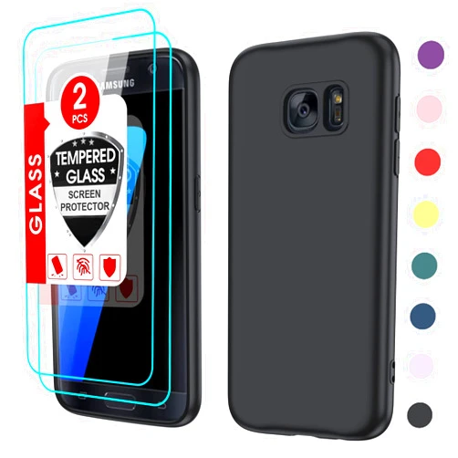 LeYi for Samsung-Galaxy-S7-Case: Galaxy S7 Case for Women Men, Liquid Silicone Slim Gel Rubber Cell Android Cover Unlocked Protective Case Cover for S 7 Samsung 5G, Black