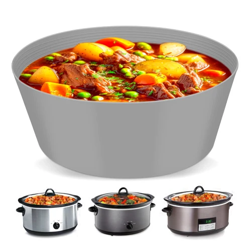 ZXZMZT Silicone Slow Cooker Liners fit Crock-Pot 7-8 Quart Oval Slow Cooker，Reusable & Leakproof Dishwasher Safe Cooking Liner for 7 Quart Crock Pot (1pcs-Grey [Fit 7 to 8 QT][12