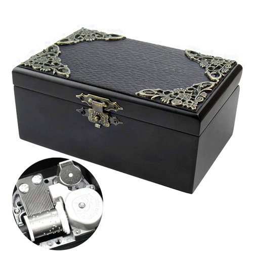 ROSIKING Wooden Music Box with Mirror Mechanism Carved Jewelry Musical Boxes Christmas Birthday Valentine's Day Gifts Plays Howl's Moving Castle-Merry...