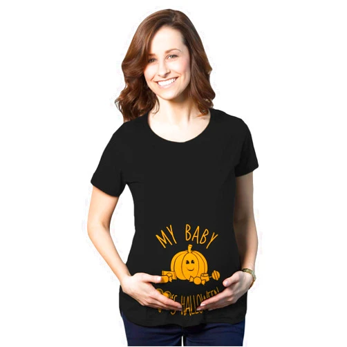 Crazy Dog T-Shirts Funny Maternity Halloween T Shirts Cute Pregnancy T Shirts with Pumpkins Ghosts Bats and More